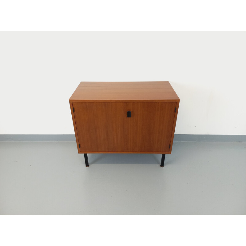 Mueble vintage de teca y metal negro de Philippon et Lecoq para Degorre, 1960