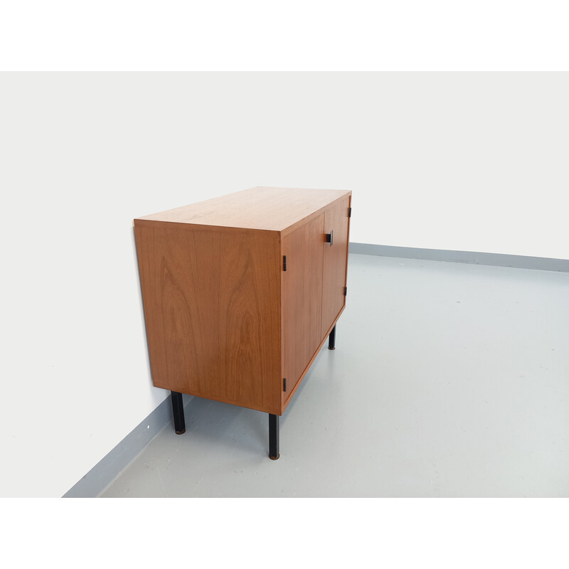 Vintage teak and black metal storage unit by Philippon and Lecoq for Degorre, 1960