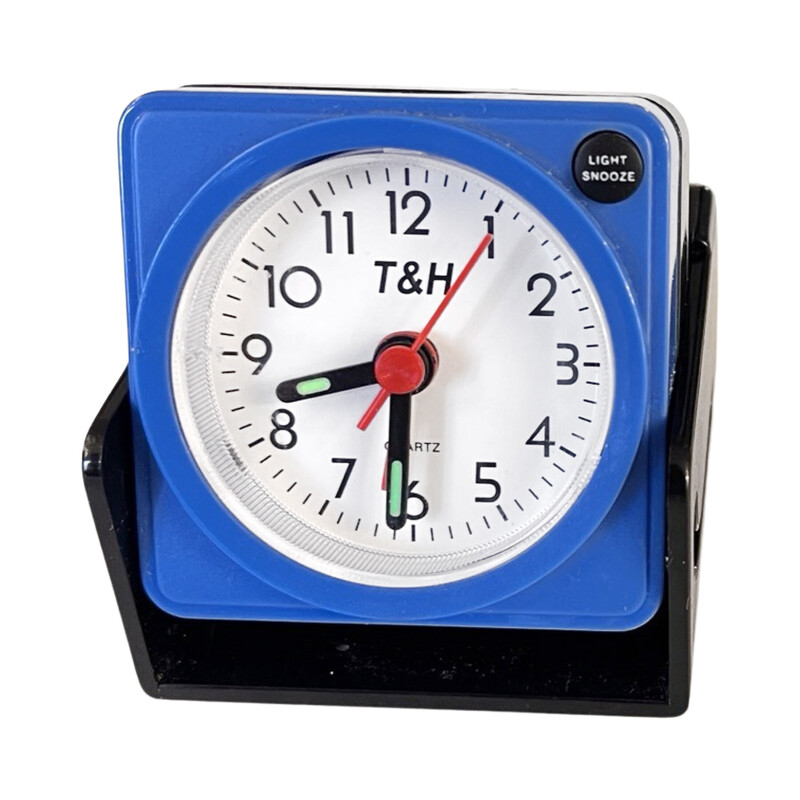 Vintage Pop Art plastic travel alarm clock, Japan 1990