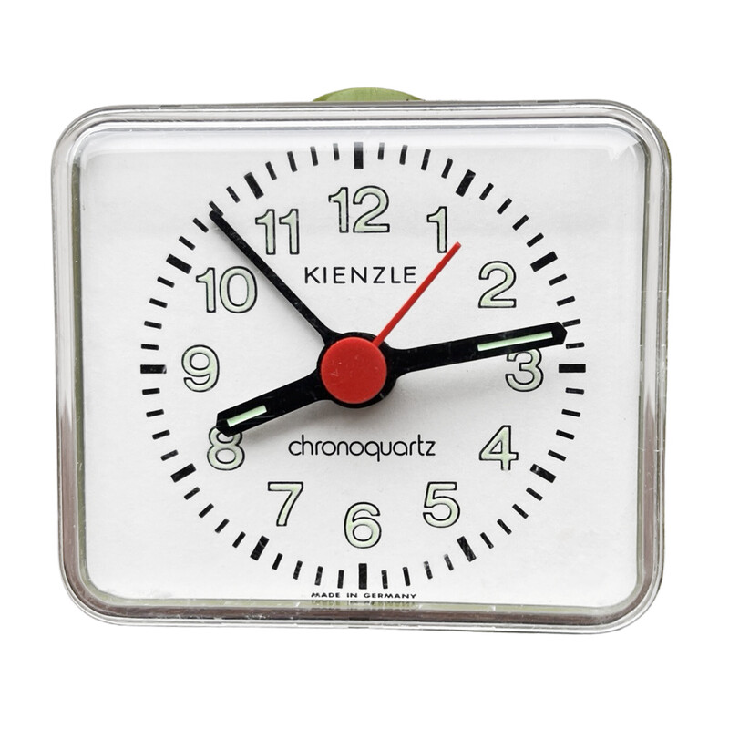 Vintage Pop Art plastic and glass quartz alarm clock for Kienzle, Germany 1970