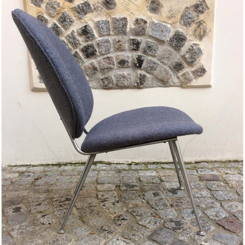 A pair of grey low chairs in metal by W. H. Gispen - 1960s