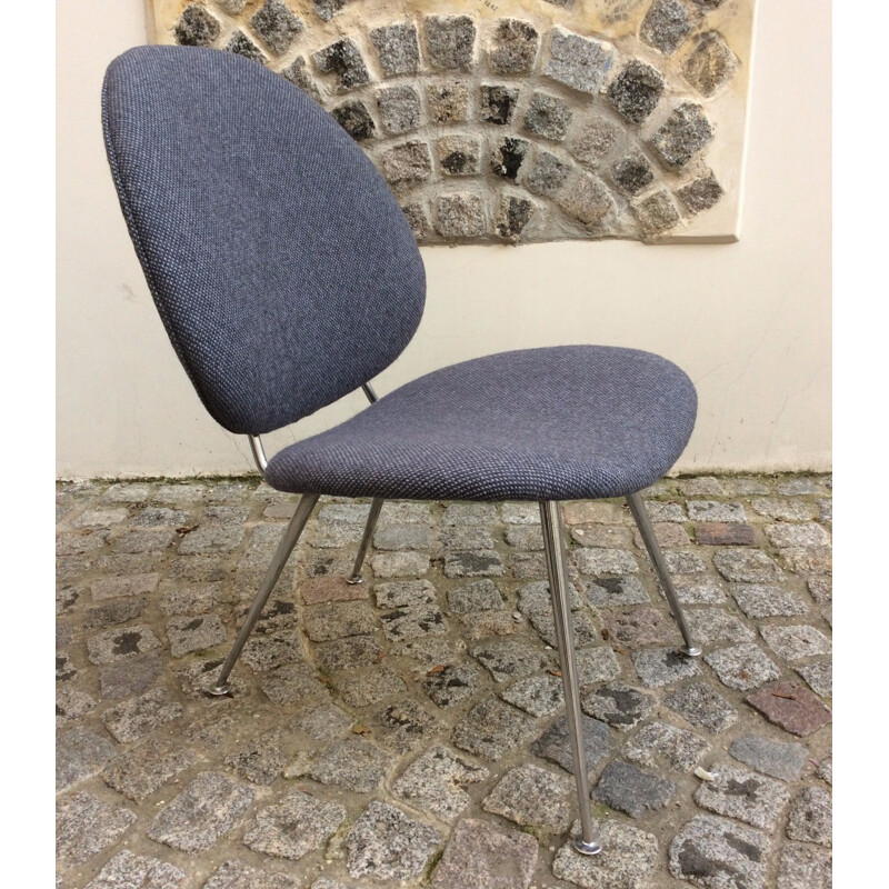 A pair of grey low chairs in metal by W. H. Gispen - 1960s