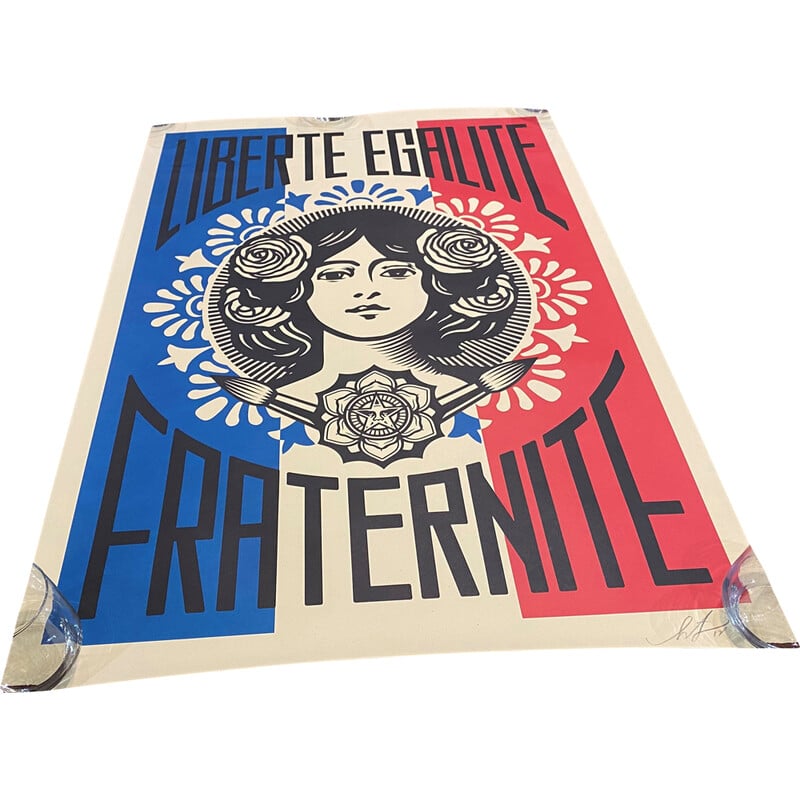 Vintage litho "Liberty Equality Fraternity" door Shepard Fairey, 2018