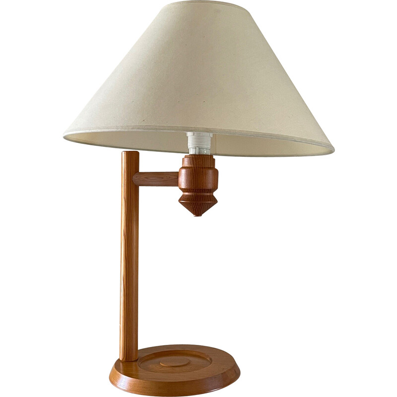 Vintage-Lampe aus massiver Kiefer und Stoff für Ikéa, 1970