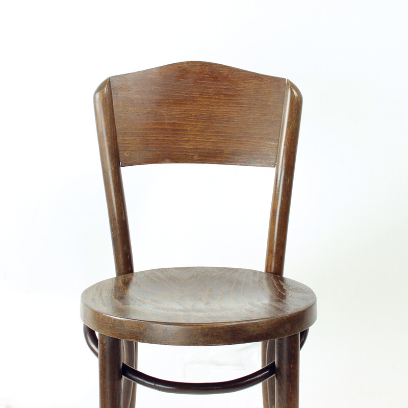 Vintage bistro chairs in bent oak wood and plywood for Thonet, Czechoslovakia 1940