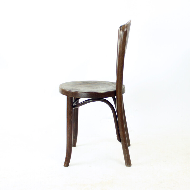 Vintage bistro chairs in bent oak wood and plywood for Thonet, Czechoslovakia 1940