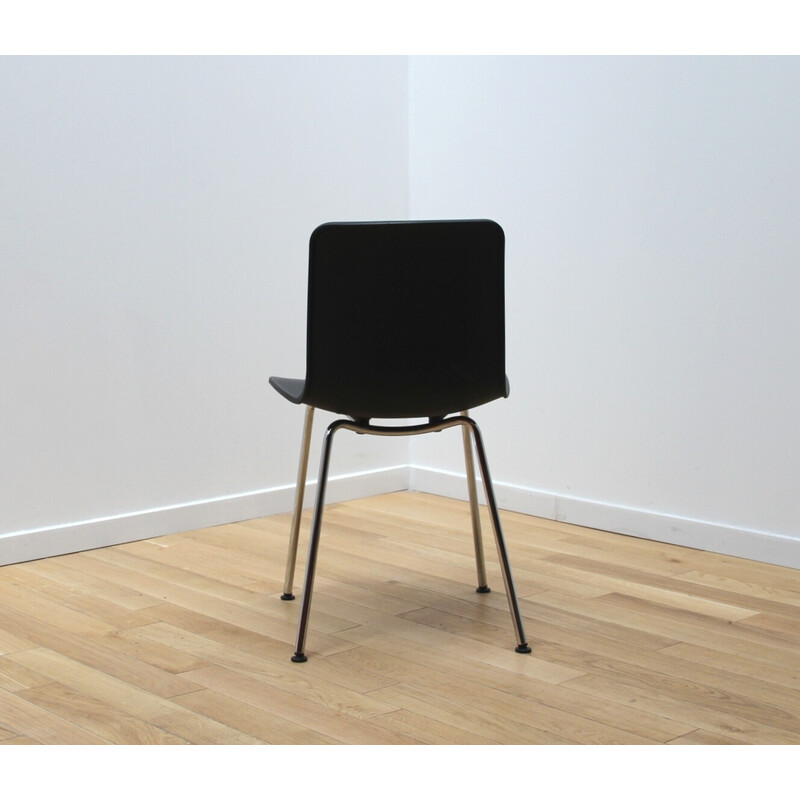 Coppia di sedie smaltate "Hal" in alluminio cromato e plastica nera di Jasper Morrison per Vitra
