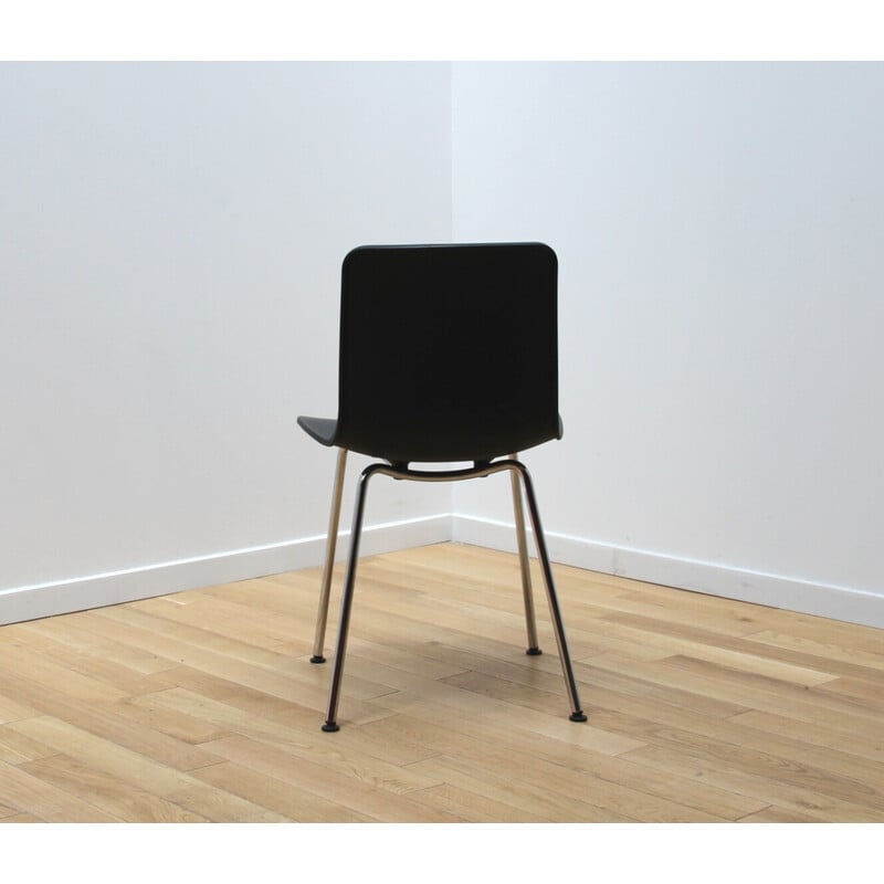 Paire de chaises vitage "Hal" en aluminium chromé et plastique noir par Jasper Morrison pour Vitra