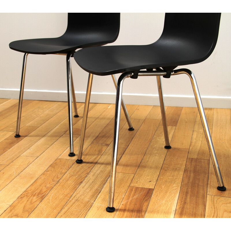 Paar "Hal" Vitage-Stühle aus verchromtem Aluminium und schwarzem Kunststoff von Jasper Morrison für Vitra