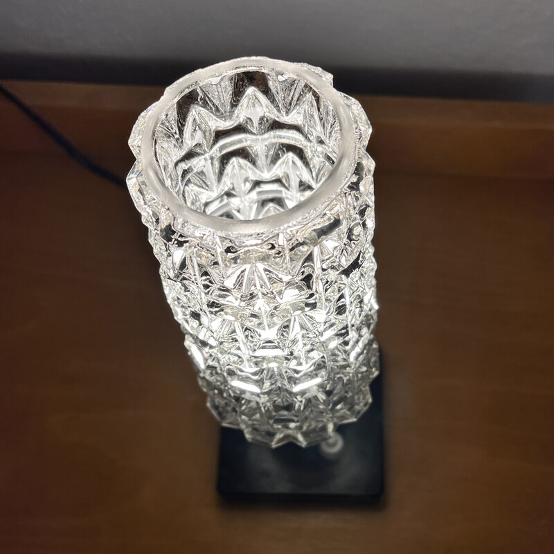 Lámpara de mesilla de noche vintage en cristal y base de mármol, Alemania 1960