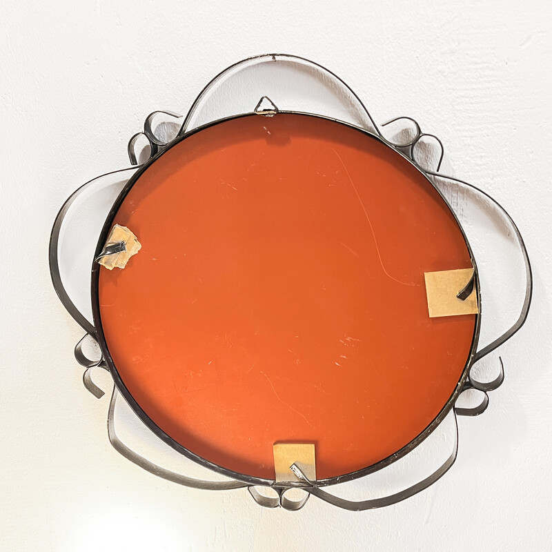 Vintage round wall mirror for Veb Sonneberg, Germany 1970