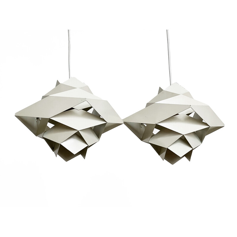 Pair of vintage "Symfoni" pendant lamp by Preben Dal for Hans Følsgaard Elektro, Denmark 1960