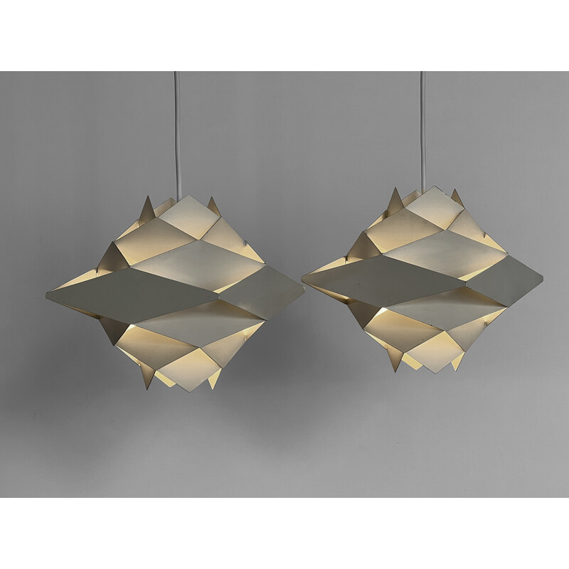 Pair of vintage "Symfoni" pendant lamp by Preben Dal for Hans Følsgaard Elektro, Denmark 1960