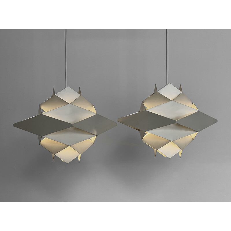 Pair of vintage "Symfoni" pendant lamp by Preben Dal for Hans Følsgaard Elektro, Denmark 1960