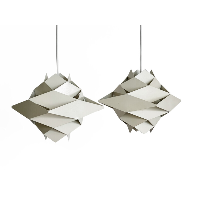 Pair of vintage "Symfoni" pendant lamp by Preben Dal for Hans Følsgaard Elektro, Denmark 1960