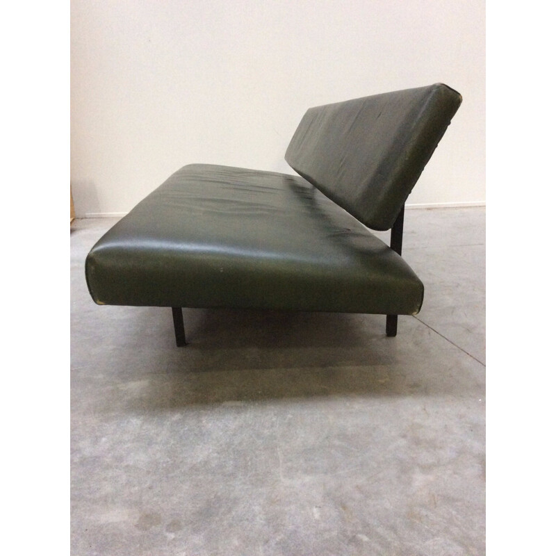 Divano letto in similpelle verde - 1950