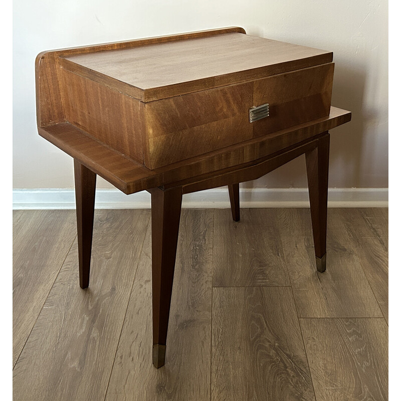 Pair of vintage light oak bedside tables, 1950