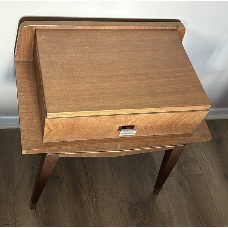 Pair of vintage light oak bedside tables, 1950