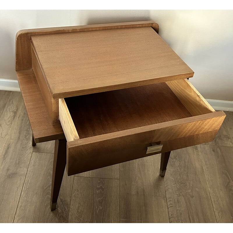 Pair of vintage light oak bedside tables, 1950