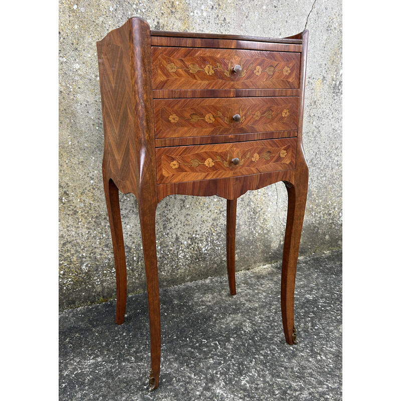 Pair of vintage bedside tables in mahogany and rosewood, France 1880