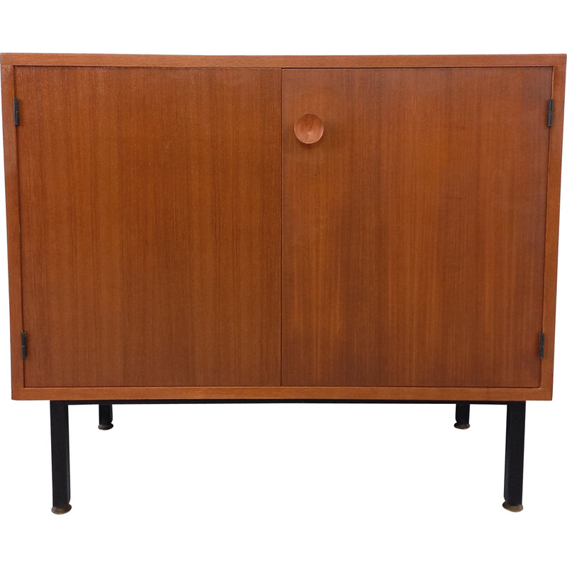 Vintage teak and black metal storage unit, 1960