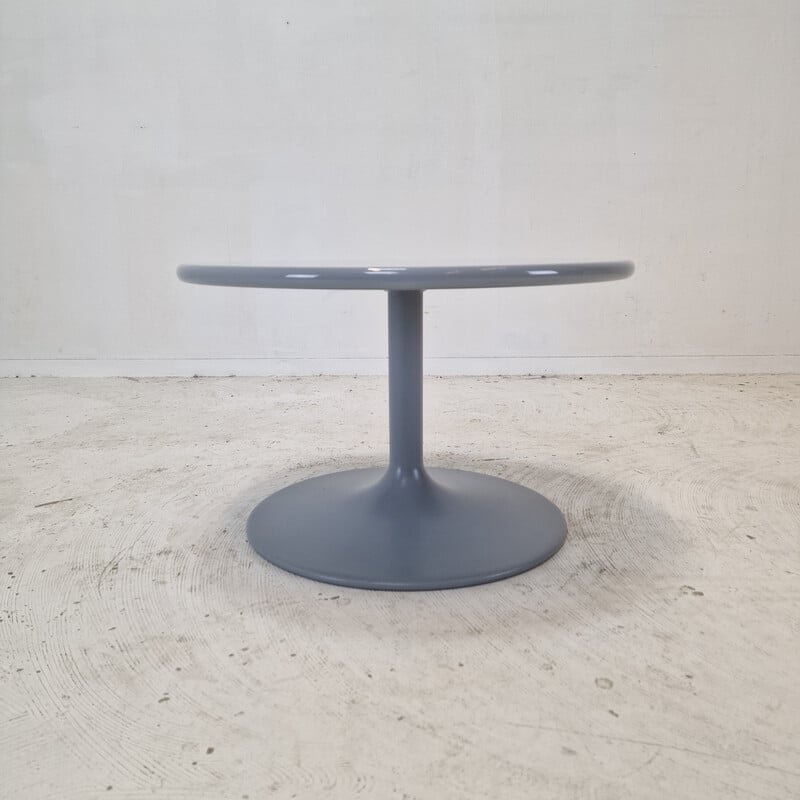 Mesa de centro redonda "Circle" vintage em madeira branca e metal por Pierre Paulin para Artifort, 1970