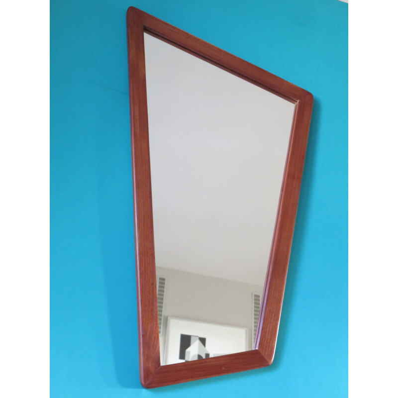 Asymmetrical mirror in teak and wood - 1950s