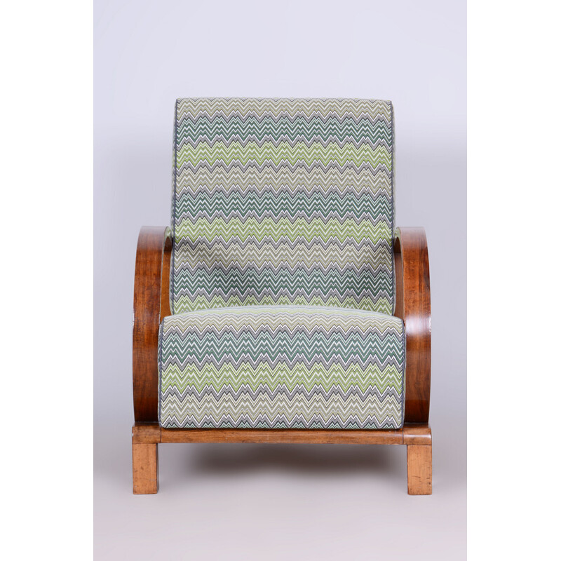 Vintage Art Deco reclining armchair in wood and fabric by Jindřich Halabala for Up Závody, Czechoslovakia 1920