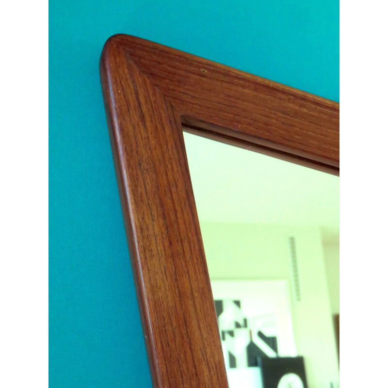 Asymmetrical mirror in teak and wood - 1950s