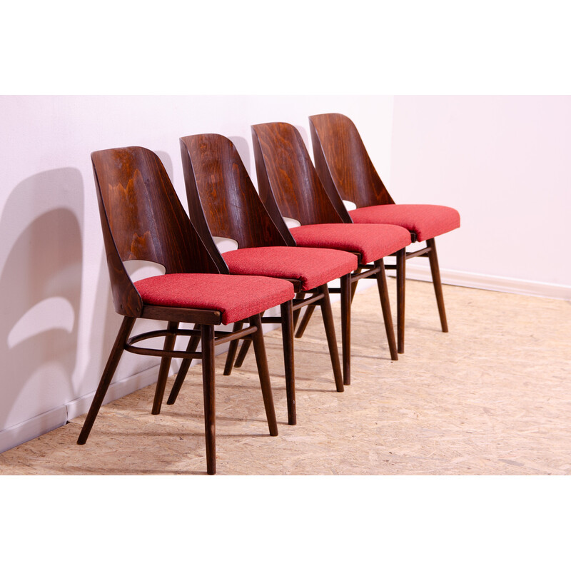Set di 4 sedie da pranzo vintage in legno curvato di Radomír Hofman per Ton, Cecoslovacchia 1960
