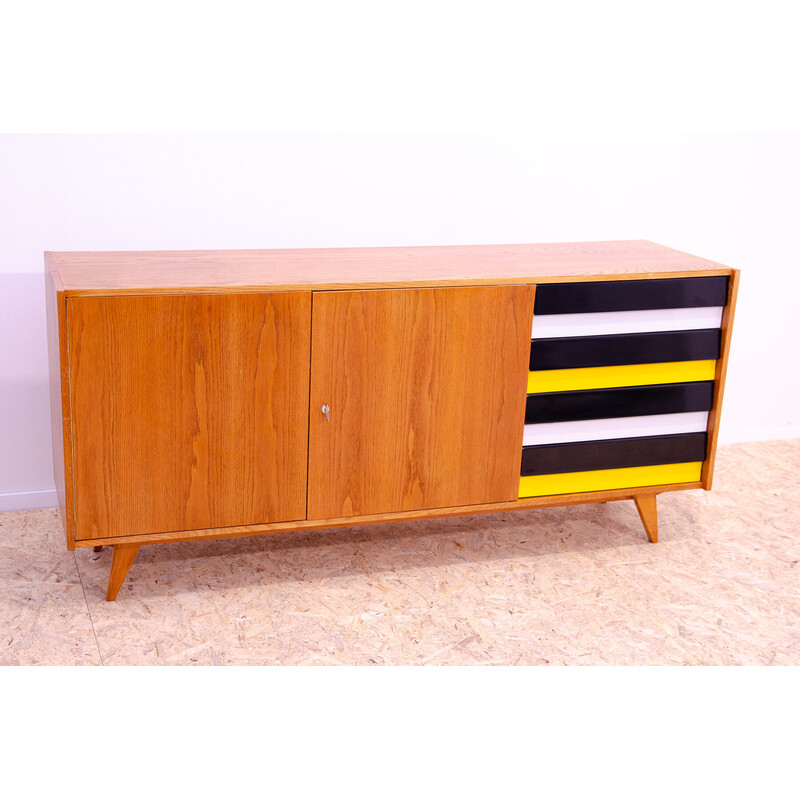 Vintage U-460 sideboard in beech wood by Jiří Jiroutek for Interiér Praha, Czechoslovakia 1960