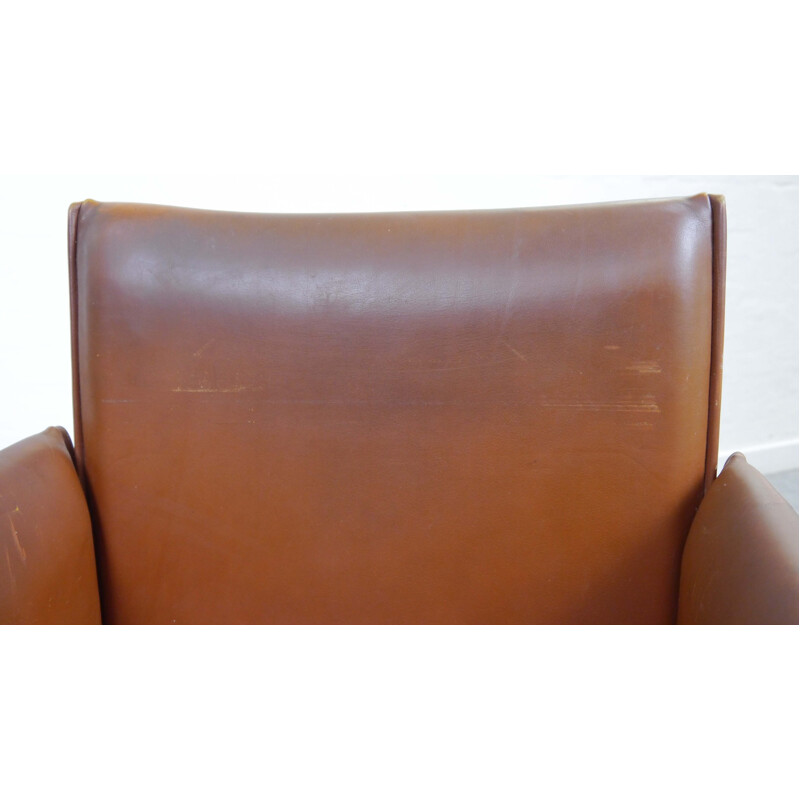 Paire de fauteuils marron en cuir et en acier de Mario Bellini pour Cassina - 1970