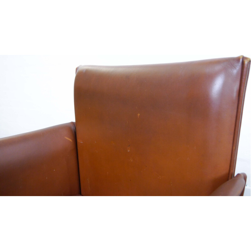 Pair of brown armchairs in leather by Mario Bellini for Cassina - 1970s