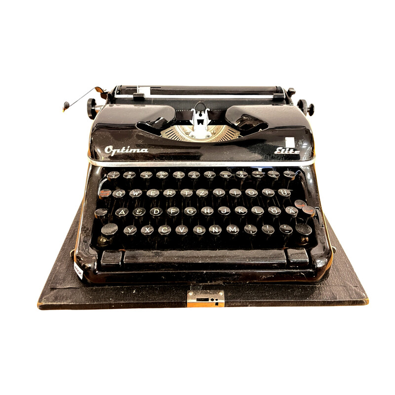 Vintage Erfurt máquina de escribir maleta de acero cromado y tela para Optima Büromaschinenwer, Alemania 1951