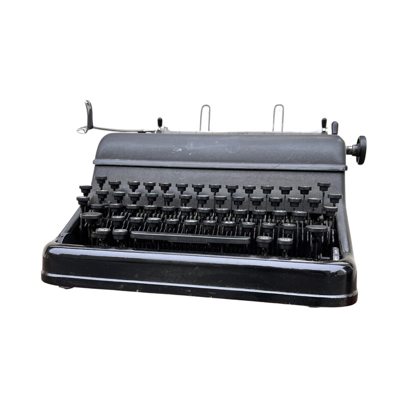 Máquina de escribir vintage modelo Gs en acero cromado y tela para Rheinmetall - Borsig AG, Alemania 1953