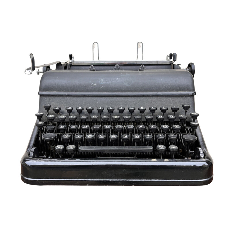 Máquina de escrever vintage modelo Gs em aço cromado e tecido para Rheinmetall - Borsig AG, Alemanha 1953