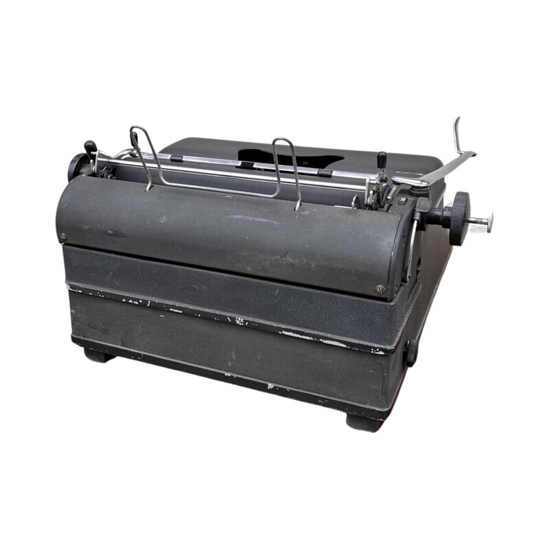 Machine à écrire vintage modèle Gs en acier chromé et tissu pour Rheinmetall - Borsig AG, Allemagne 1953
