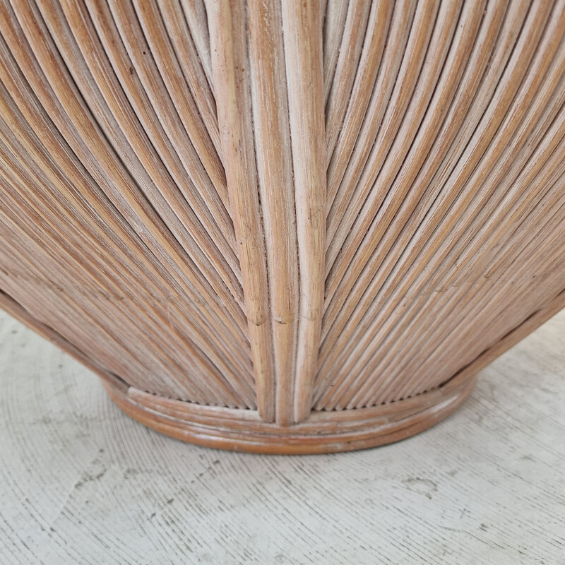 Vintage bamboo and rattan flower pot, France 1970