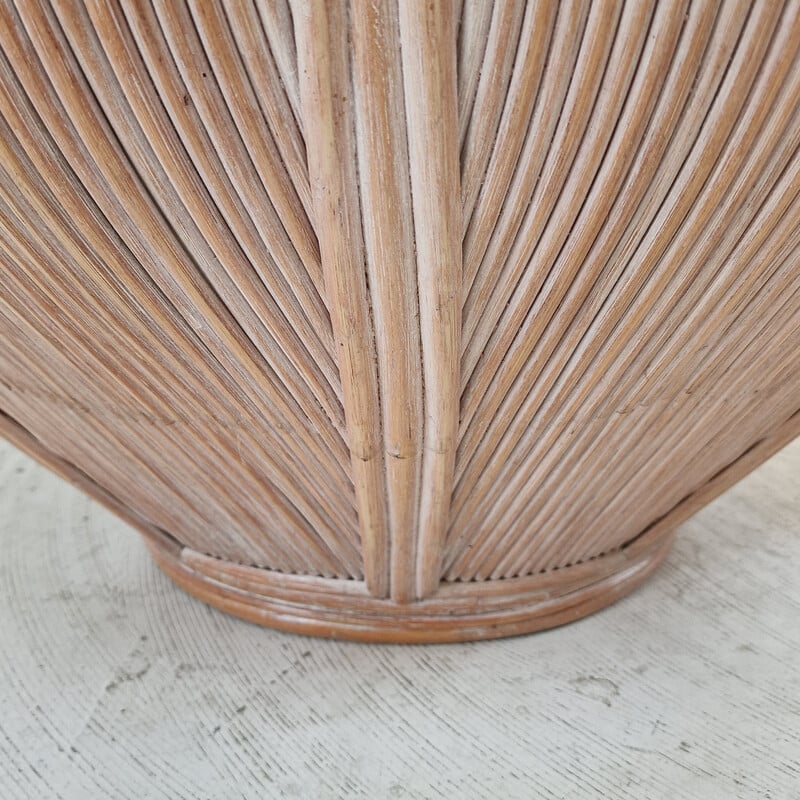 Vintage bamboo and rattan flower pot, France 1970