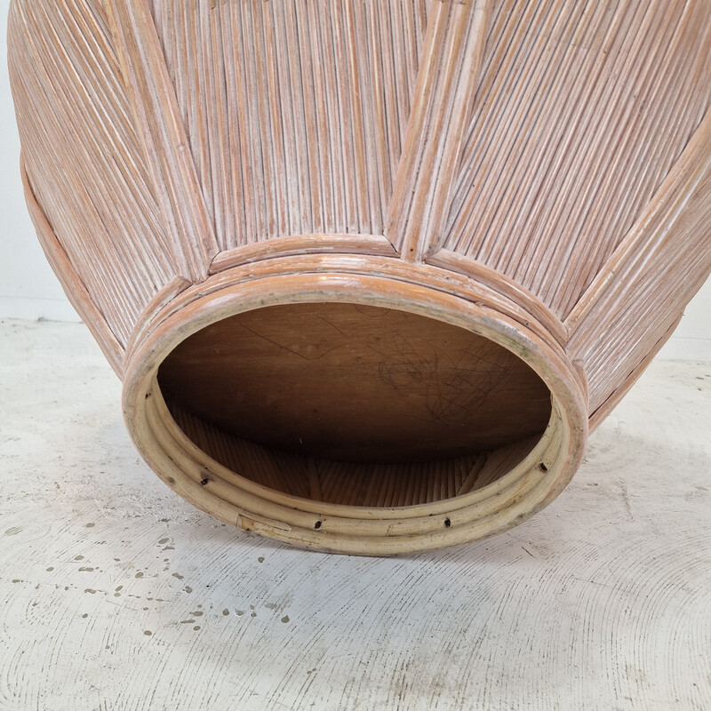 Vintage bamboo and rattan flower pot, France 1970