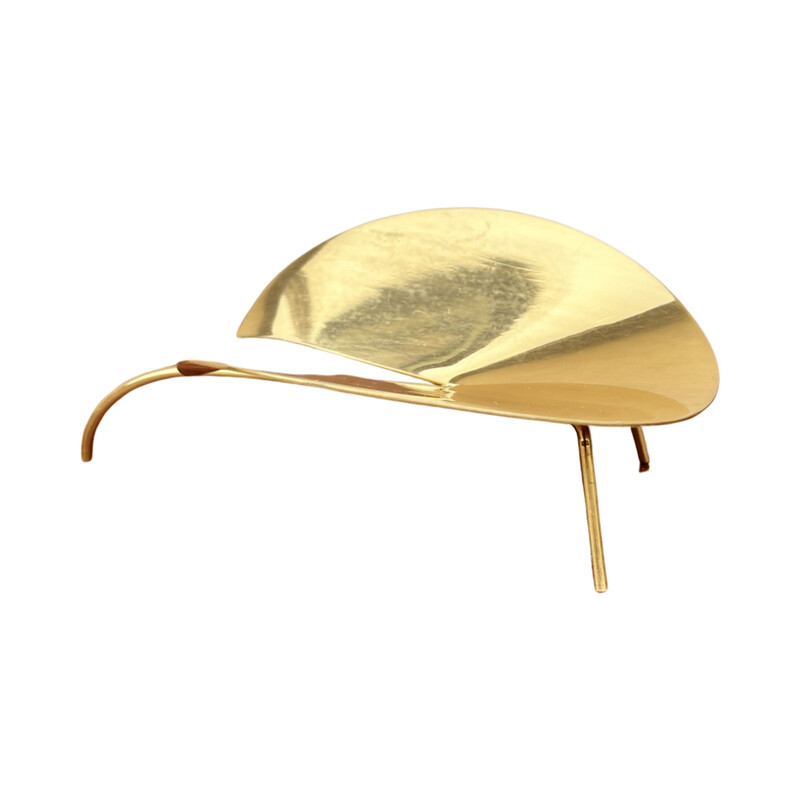 Vintage leaf-shaped brass plate, France 1960