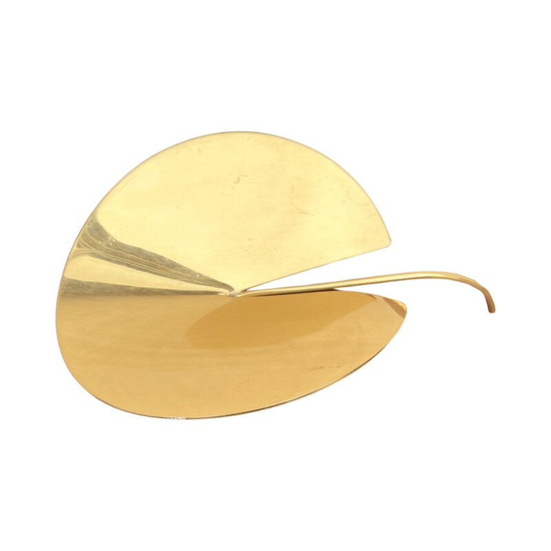 Vintage leaf-shaped brass plate, France 1960