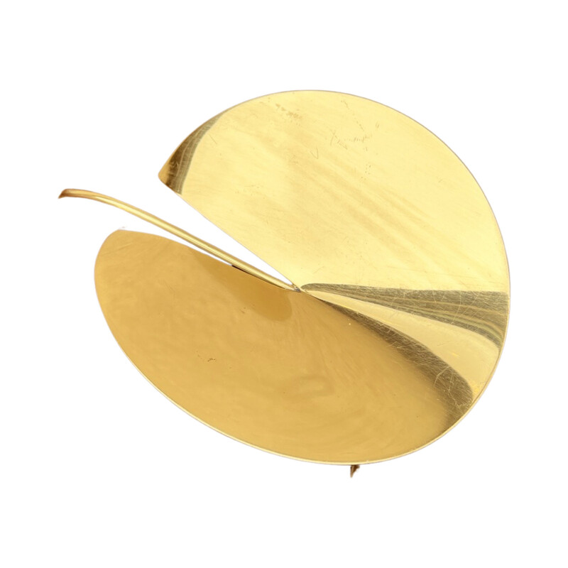 Vintage leaf-shaped brass plate, France 1960