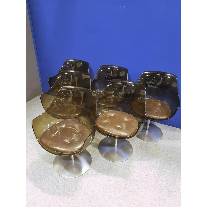 Set of 6 Champagne chairs by Erwine and Estelle Laverne - 1960s