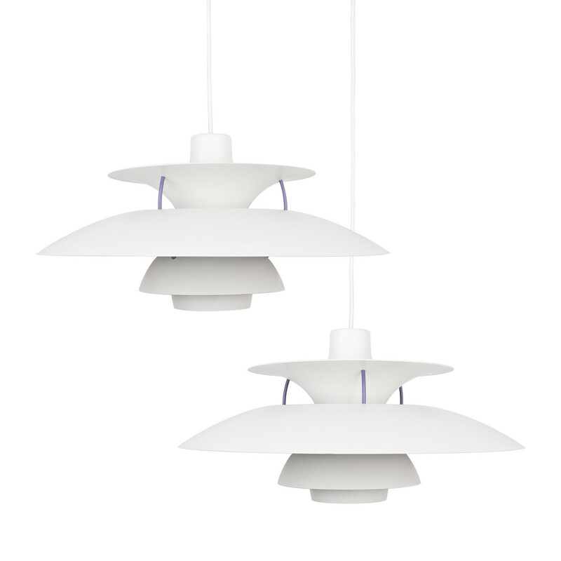 Pair of vintage PH 5 pendant lights by Poul Henningsen for Louis Poulsen, Denmark 1958