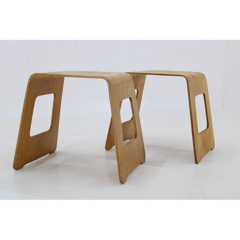 Pair of vintage wooden stools by Lisa Norinder for Ikea, Sweden 1990