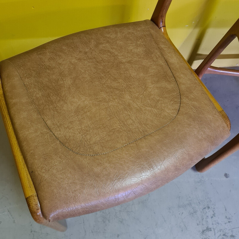 Par de cadeiras de jantar vintage em faia e pele sintética de Emile e Walter Baumann, 1960
