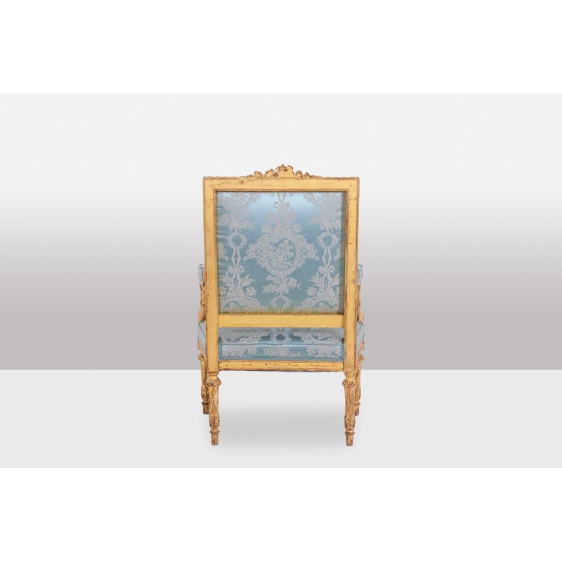Paar Vintage-Sessel "Marie-Antoinette" aus vergoldetem und geschnitztem Holz, 1880