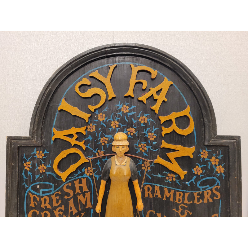 Vintage hand-painted wooden advertising sign
