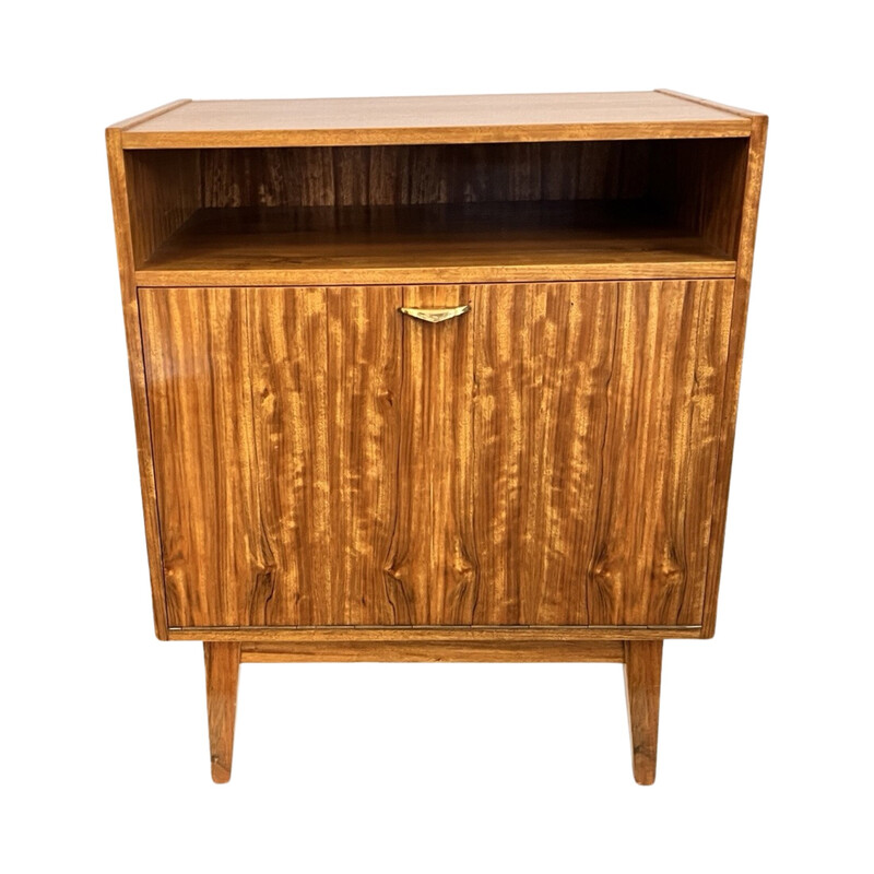 Vintage vinyl record cabinet in walnut and beech veneer, Denmark 1960